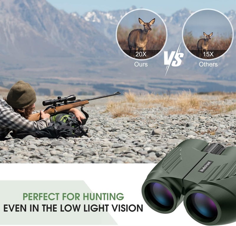Rodcirant 20X25 Compact Binoculars for Adults and Kids,Large Eyepiece Waterproof Binocular，Easy Focus Small Binoculars for Bird Watching,Hiking and Concert, Green - Image 5